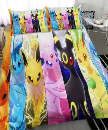 Vibrant Eevee Evolutions Bedding Set - Cozy & Colorful Twin/Full/Queen Sizes