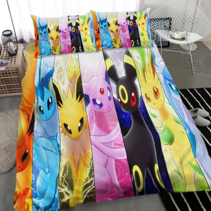 Vibrant Eevee Evolutions Bedding Set - Cozy & Colorful Twin/Full/Queen Sizes