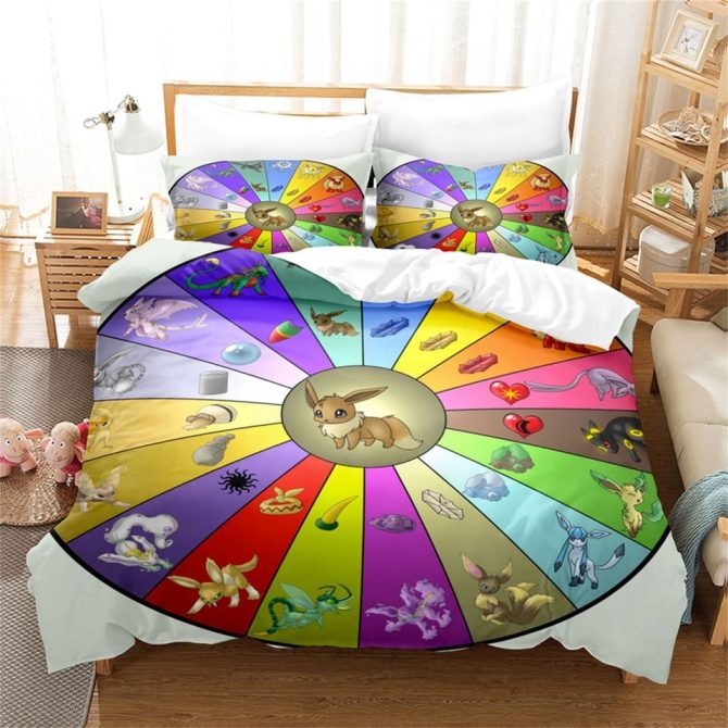 Cozy Eevee Evolution Comforter Set - Soft, Colorful Bedding For Fans