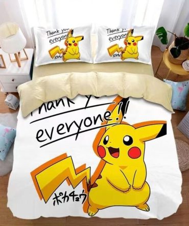 Cozy Pikachu Bedding Set - Cute Cartoon Design For Kids & Fans - Full Comforter & Pillowcase