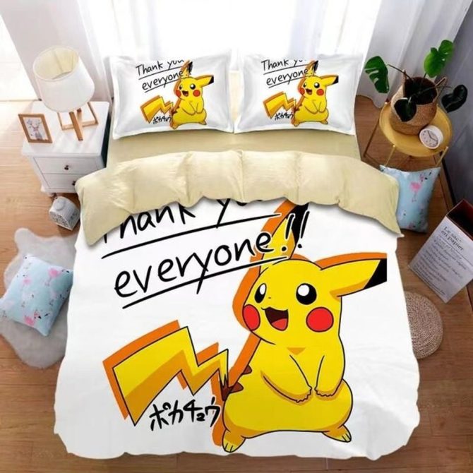 Cozy Pikachu Bedding Set - Cute Cartoon Design For Kids & Fans - Full Comforter & Pillowcase