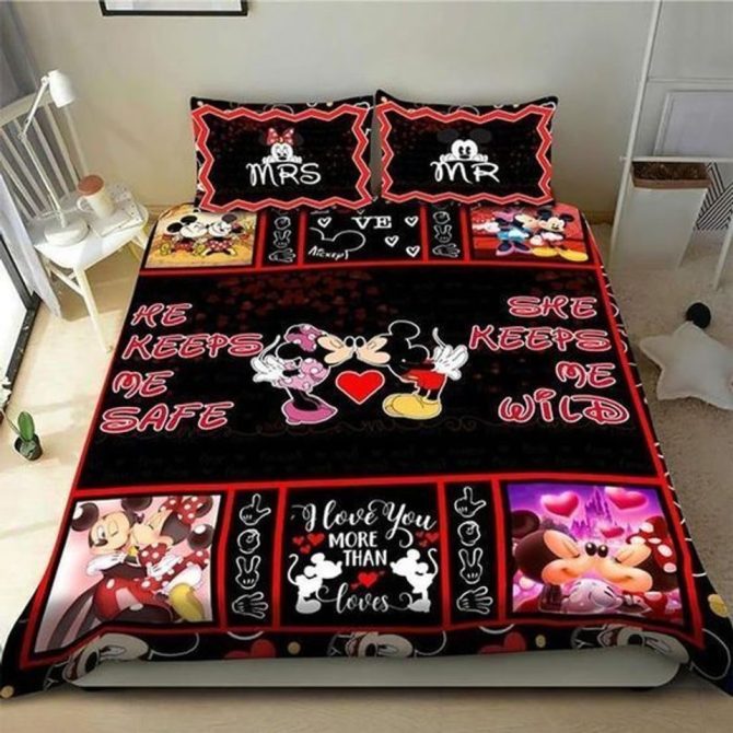 Disney-Inspired Romantic Bedding Set - Cozy Up With Mickey & Minnie - Perfect Gift For Couples!