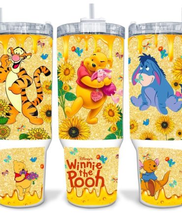 Disney Winnie The Pooh Tumbler With Straw - Cute Sunflower Design For Kids & Adults