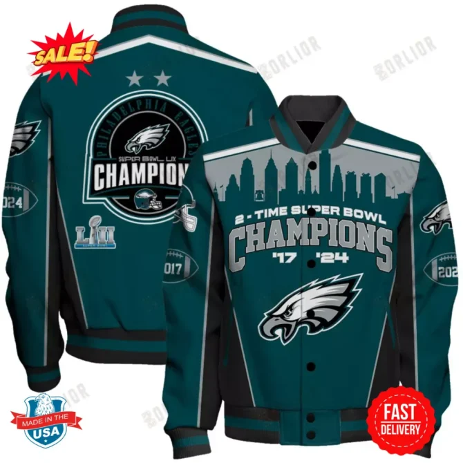 Limited Edition Eagles Champions Jacket – Celebrate Super Bowl Wins In Style! Fast Delivery, Made In Usa