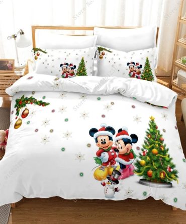 Festive Mickey & Minnie Christmas Bedding Set - Cozy Holiday Duvet Cover & Pillowcases