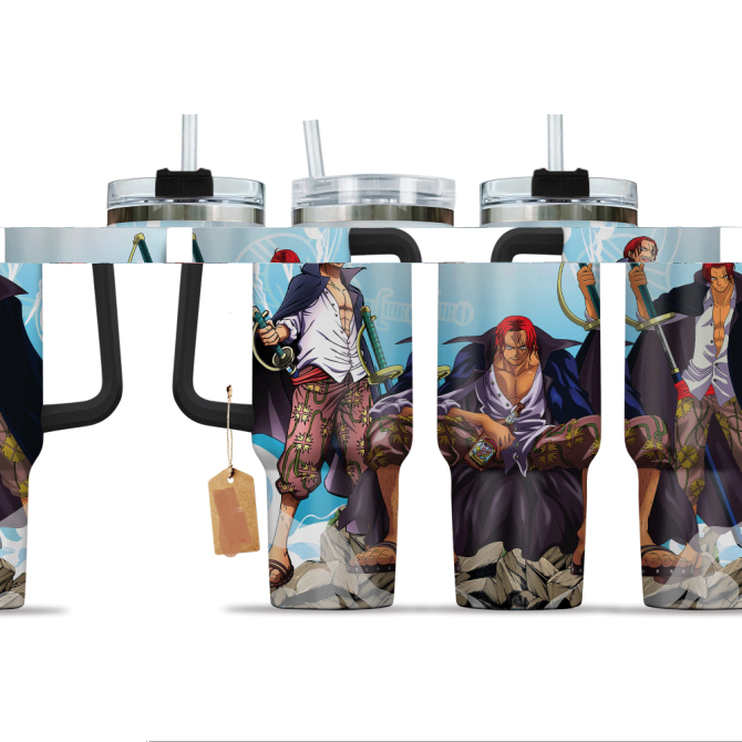 Anime Character Stainless Steel Tumbler With Handle & Straw - Perfect For Fans & On-The-Go!
