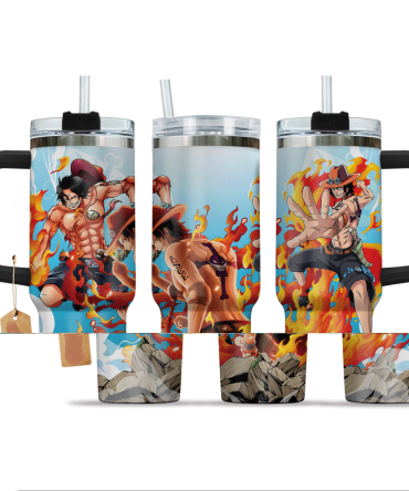 Anime Fire Hero Travel Mug With Handle & Straw - 20Oz Stainless Steel Tumbler