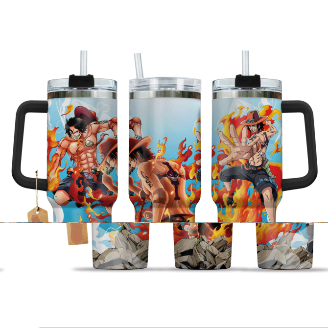 Anime Fire Hero Travel Mug With Handle & Straw - 20Oz Stainless Steel Tumbler
