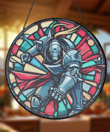 Stained Glass Art Panel With Knight Design - Vibrant Home Decor Wall Hanging