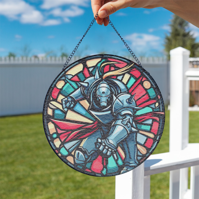 Stained Glass Art Panel With Knight Design - Vibrant Home Decor Wall Hanging - Image 2
