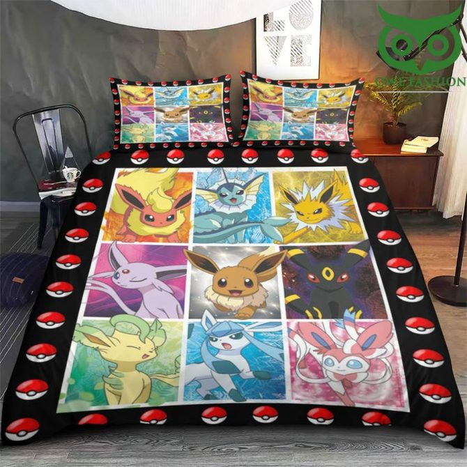 Cozy Pokémon Bedding Set - Vibrant Eeveelutions Design With Pillow Covers