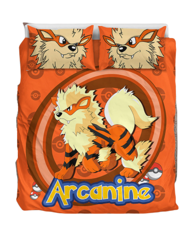 Cozy Arcanine Bedding Set - Vibrant Orange Comforter & Pillowcases For Pokemon Fans