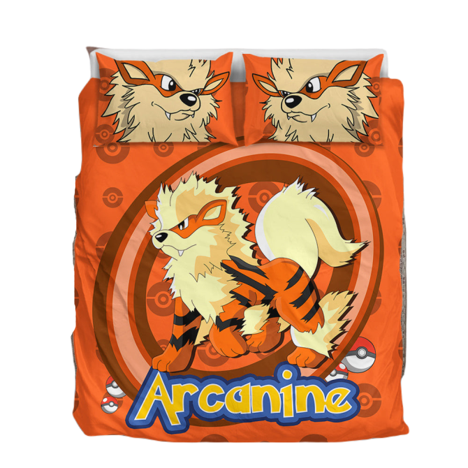 Cozy Arcanine Bedding Set - Vibrant Orange Comforter & Pillowcases For Pokemon Fans