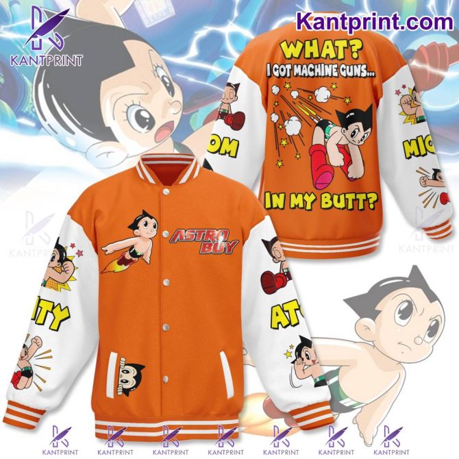 Astro Boy Retro Varsity Jacket - Bold Cartoon Style, Unisex, Limited Edition, Vibrant Orange