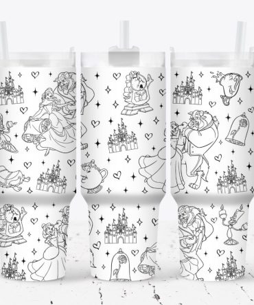 Color Your Own Beauty & Beast Castle Tumbler With Straw - Creative Fun For Kids!