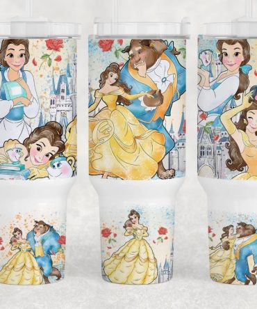 Beauty And The Beast Travel Mug - Enchanting Disney Princess Design, 20Oz Tumbler With Straw