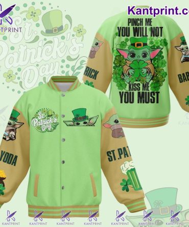 St. Patrick'S Day Baby Yoda Varsity Jacket - Fun Green Clover Design - Limited Edition