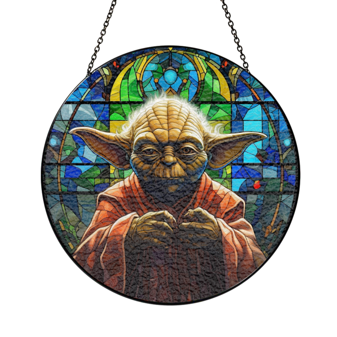 Enchanting Stained Glass Art - Jedi Master Inspired Sun Catcher For Home Decor - Image 3