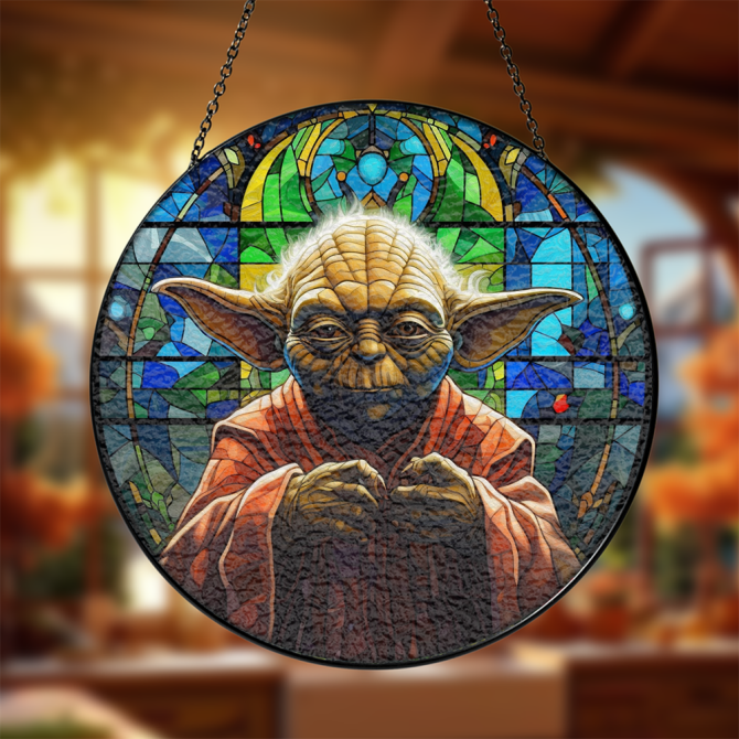 Enchanting Stained Glass Art - Jedi Master Inspired Sun Catcher For Home Decor