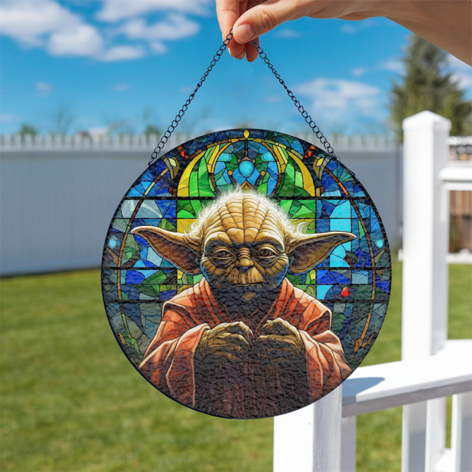 Enchanting Stained Glass Art - Jedi Master Inspired Sun Catcher For Home Decor - Image 2