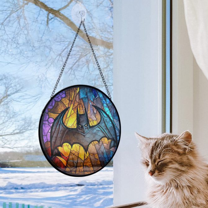 Vibrant Stained Glass Bat-Themed Sun Catcher - Unique Home Decor Gift - Image 2