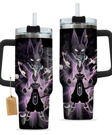 Anime-Inspired 40Oz Tumbler With Handle & Straw – Cosmic Purple Design