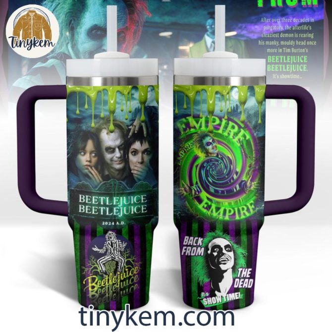 Beetlejuice 2024 Insulated Travel Mug – Spooky Design, 20Oz Leak-Proof Tumbler With Handle