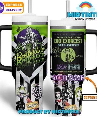 Custom Beetlejuice Inspired Tumbler With Straw - Add Your Name - Fast Shipping