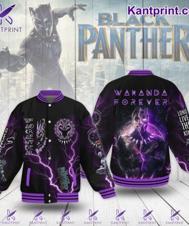 Black Panther Varsity Jacket - Wakanda Forever Design, Vibrant Purple & Black, Unisex Fashion
