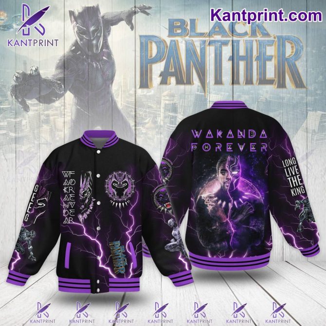 Black Panther Varsity Jacket - Wakanda Forever Design, Vibrant Purple & Black, Unisex Fashion