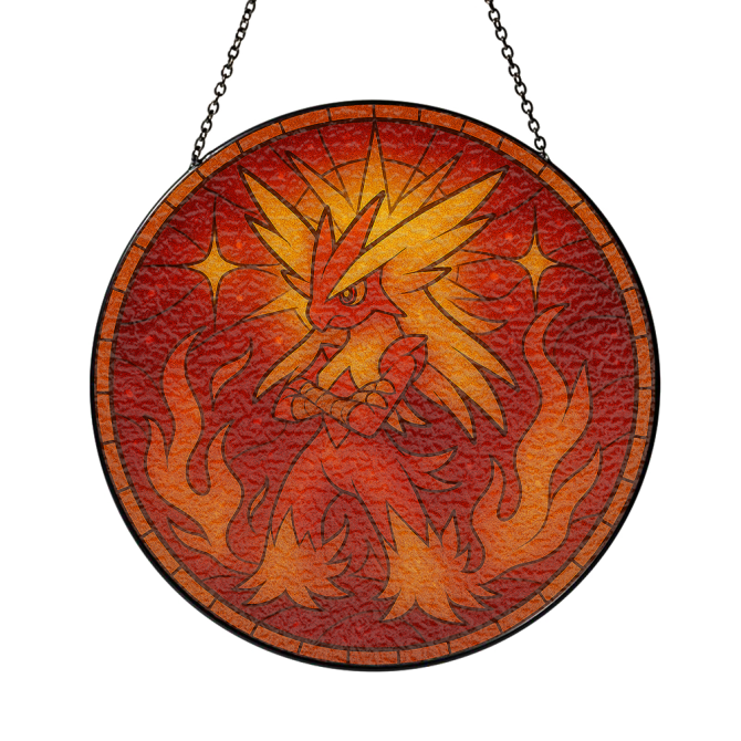 Fiery Phoenix Stained Glass Hanging Decor - Vibrant Sunburst Design For Home & Garden - Image 3