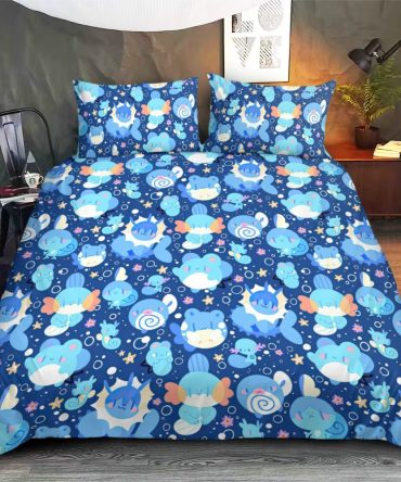 Cozy Blue Cartoon Animal Bedding Set - Cute Kids' Bedroom Decor - Soft & Stylish Duvet Cover With Pillowcases