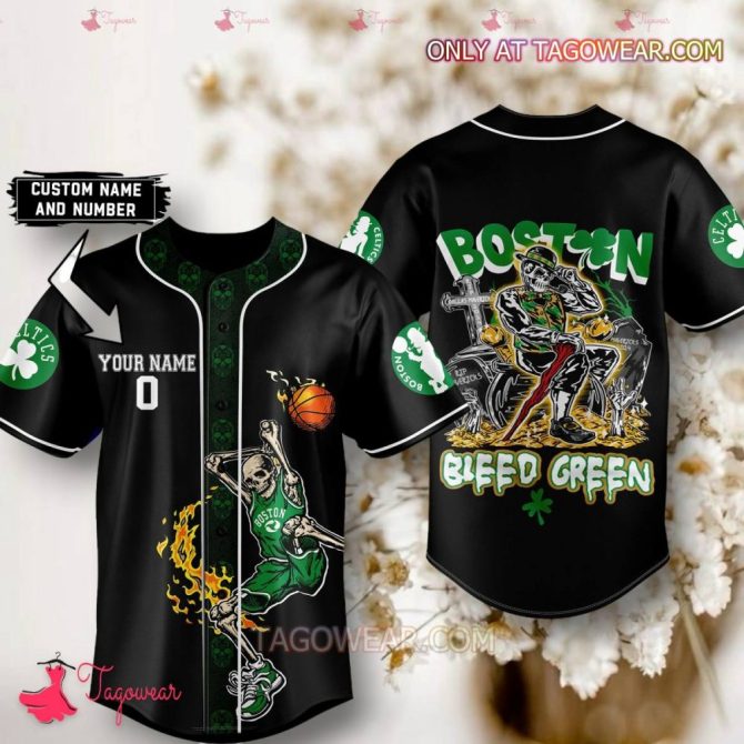 Custom Boston Celtics Jersey - Personalized Name & Number - Unique Bleed Green Design