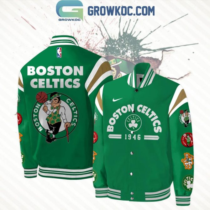 Boston Celtics 1946 Retro Varsity Jacket - Official Nba Team Apparel, Green & White Design