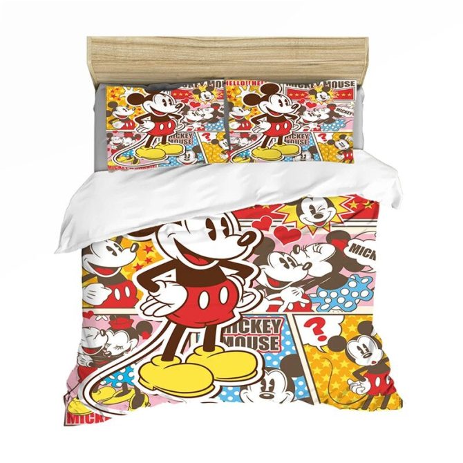 Cozy Mickey Mouse Cartoon Bedding Set - Fun & Colorful Comfort For Kids