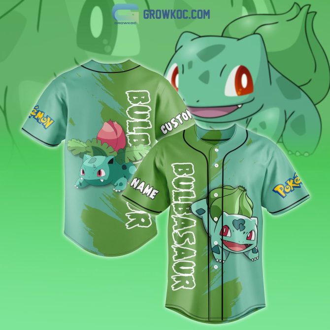 Custom Bulbasaur Baseball Jersey – Personalized Pokémon Fan Apparel