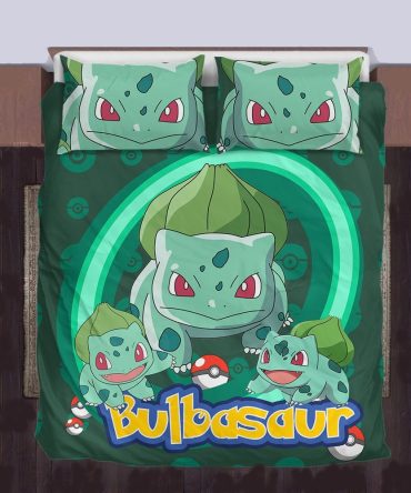 Cozy Bulbasaur Pokémon Bedding Set - Twin/Full Size - Perfect For Fans & Kids Room Decor!