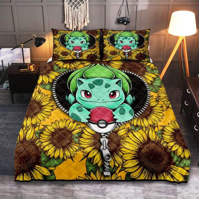 Cozy Sunflower & Bulbasaur Bedding Set - Pokemon Fan'S Dream Decor!