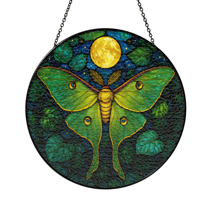 Stunning Stained Glass Luna Moth Suncatcher - Handmade Art Decor For Home & Garden - Image 3