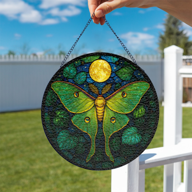 Stunning Stained Glass Luna Moth Suncatcher - Handmade Art Decor For Home & Garden - Image 2
