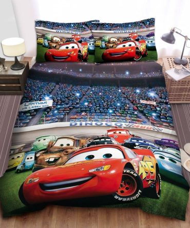Cozy Kids' Cars Movie 3D Bedding Set – Twin/Full Size, Soft Microfiber, Vibrant Design