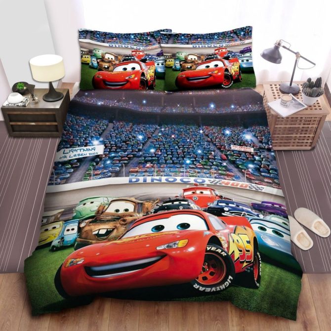 Cozy Kids' Cars Movie 3D Bedding Set – Twin/Full Size, Soft Microfiber, Vibrant Design