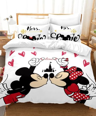Romantic Disney-Inspired Bedding Set - Cozy & Cute Couple'S Design - Perfect Gift!