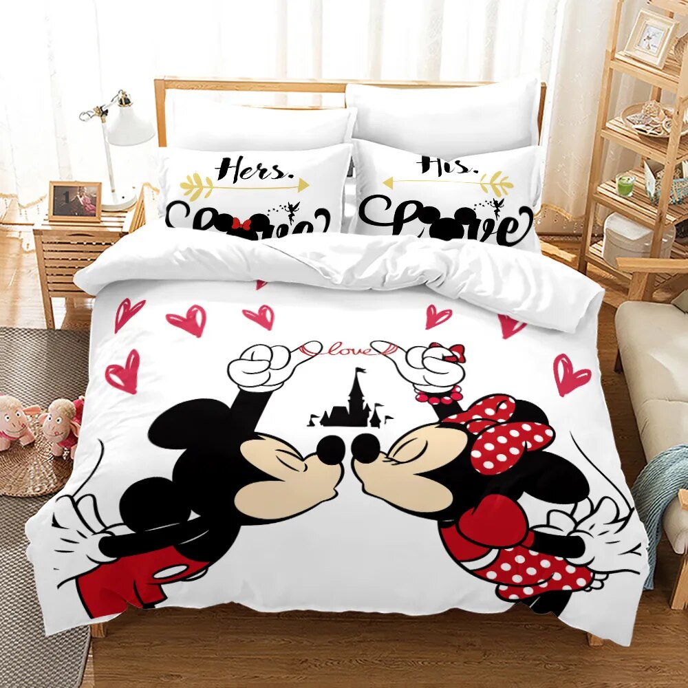 Romantic Disney-Inspired Bedding Set - Cozy & Cute Couple'S Design - Perfect Gift!