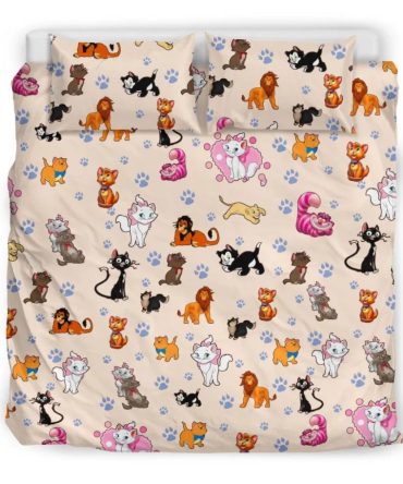 Cozy Cartoon Cat & Lion Print Bedding Set – Fun & Soft Duvet Cover With Pillowcases For Kids & Cat Lovers