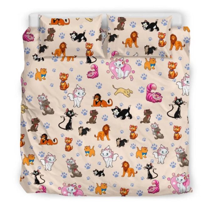 Cozy Cartoon Cat & Lion Print Bedding Set – Fun & Soft Duvet Cover With Pillowcases For Kids & Cat Lovers