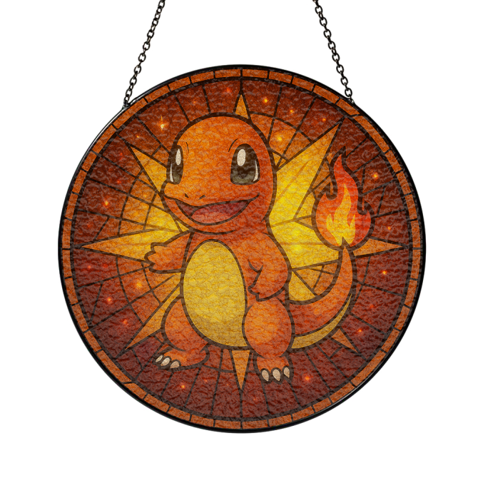 Charming Fire Dragon Stained Glass Suncatcher - Vibrant Home Decor Accent - Image 3