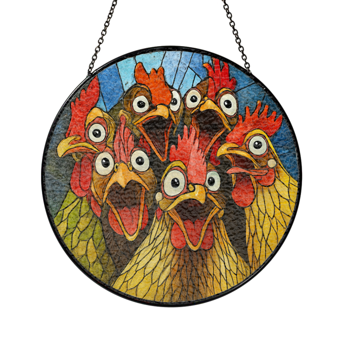 Vibrant Chicken Stained Glass Art Panel - Unique Farmhouse Decor For Home & Garden - Image 3