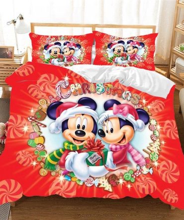 Festive Mickey & Minnie Christmas Bedding Set - Cozy Holiday Comfort For Kids & Family
