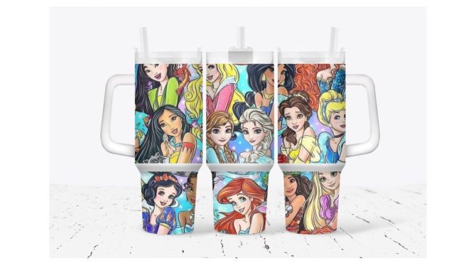 Colorful Princess Tumbler With Straw - Double Wall Insulated Cup For Kids & Fans
